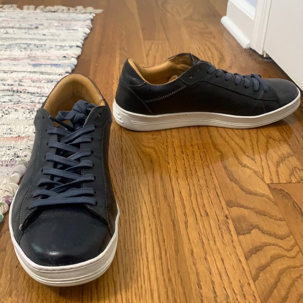 M. GEMI “THE LUCENTE” NAVY BLUE LEATHER SNEAKERS